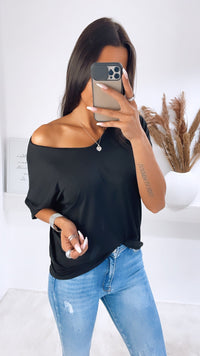 T-shirt Oberteil mit V-Ausschnitt / schwarz Art. 4788