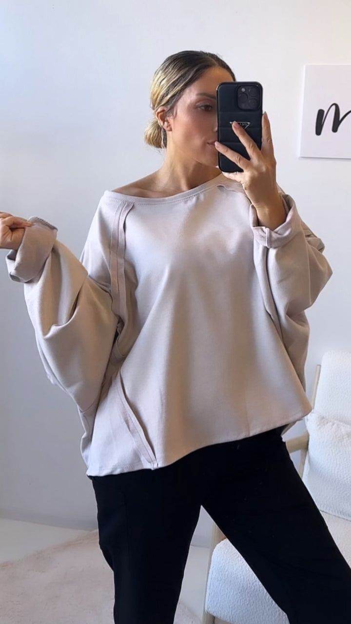 Sweater mit aufgesetzten Nähten / beige Art. 12544