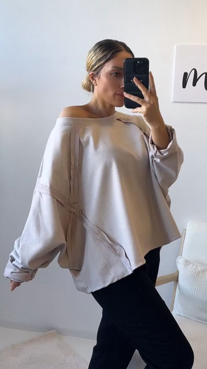 Sweater mit aufgesetzten Nähten / beige Art. 12544