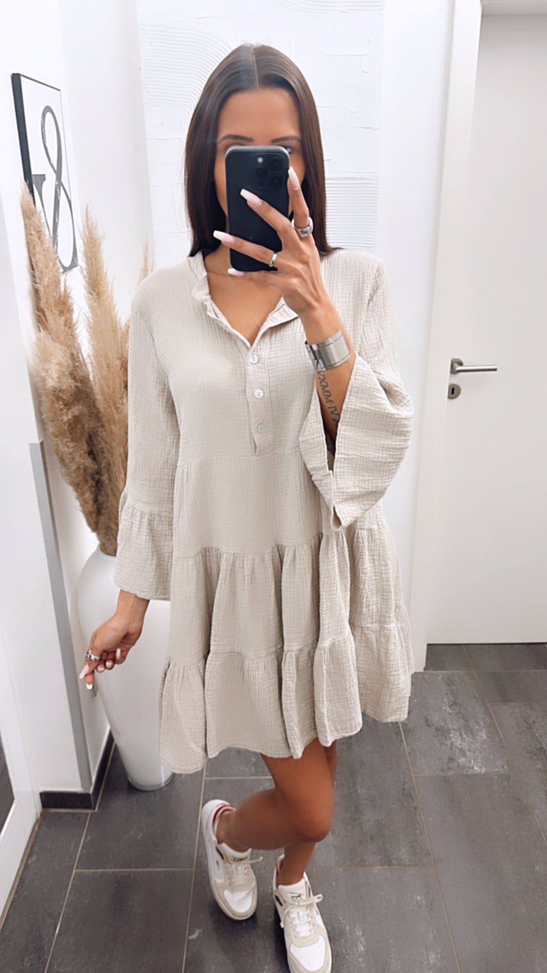 Musselin Kleid / Tunika  / beige Art. 5641