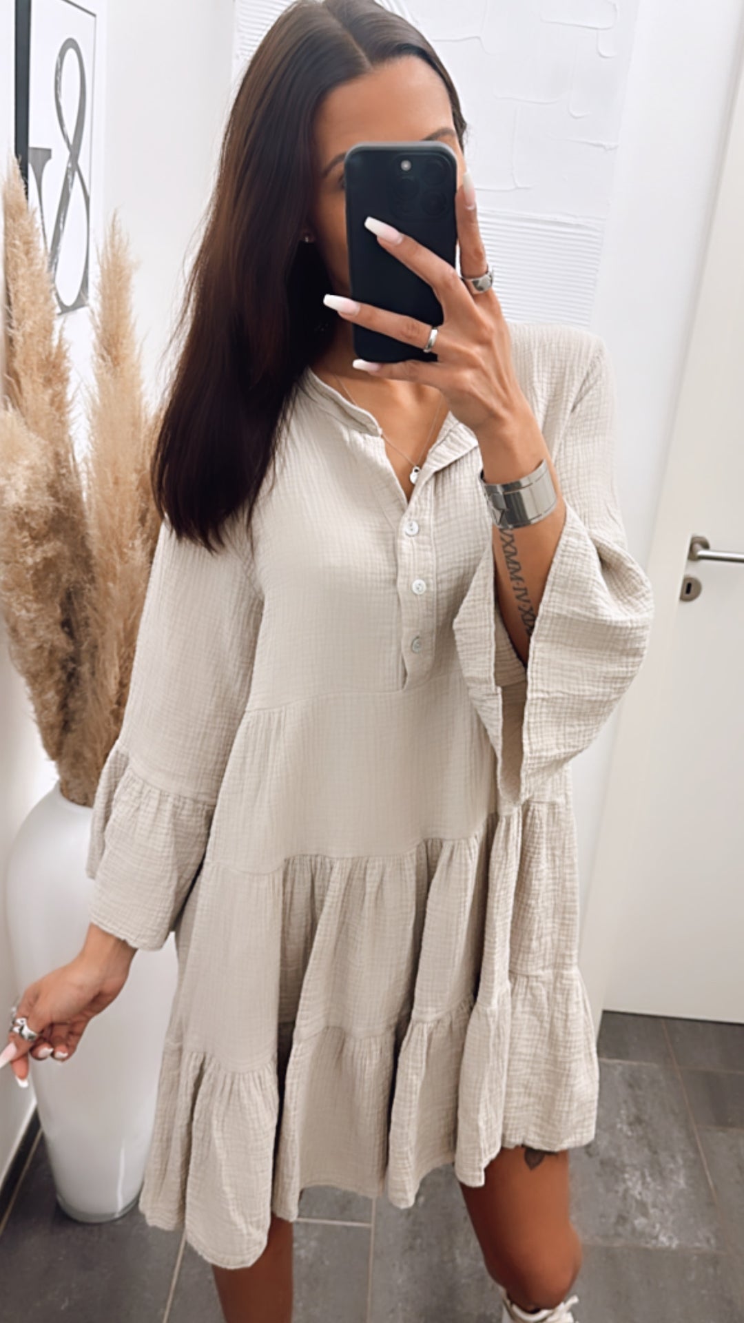 Musselin Kleid / Tunika  / beige Art. 5641
