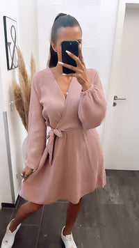 Musselin Kleid in Wickeloptik / altrosa Art. 5847