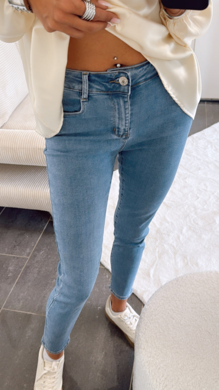 high waist Jeans Hose "77879" / hell blau Art. 9663