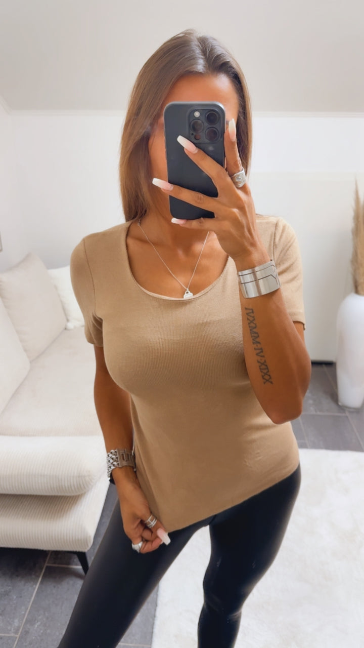 softes Ripp T-shirt / camel Art. 12554