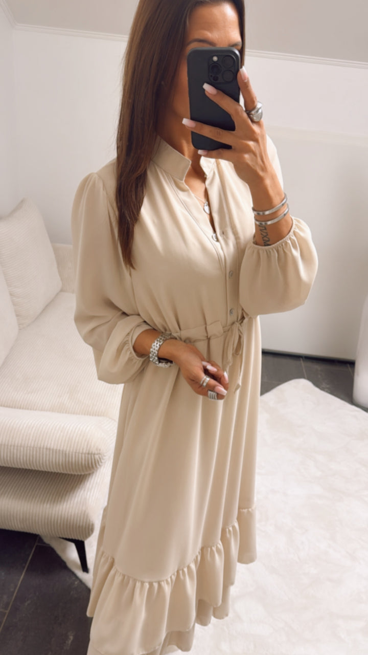 (Maxi-) schickes Kleid mit verstellbarer Taille / beige Art. 9694