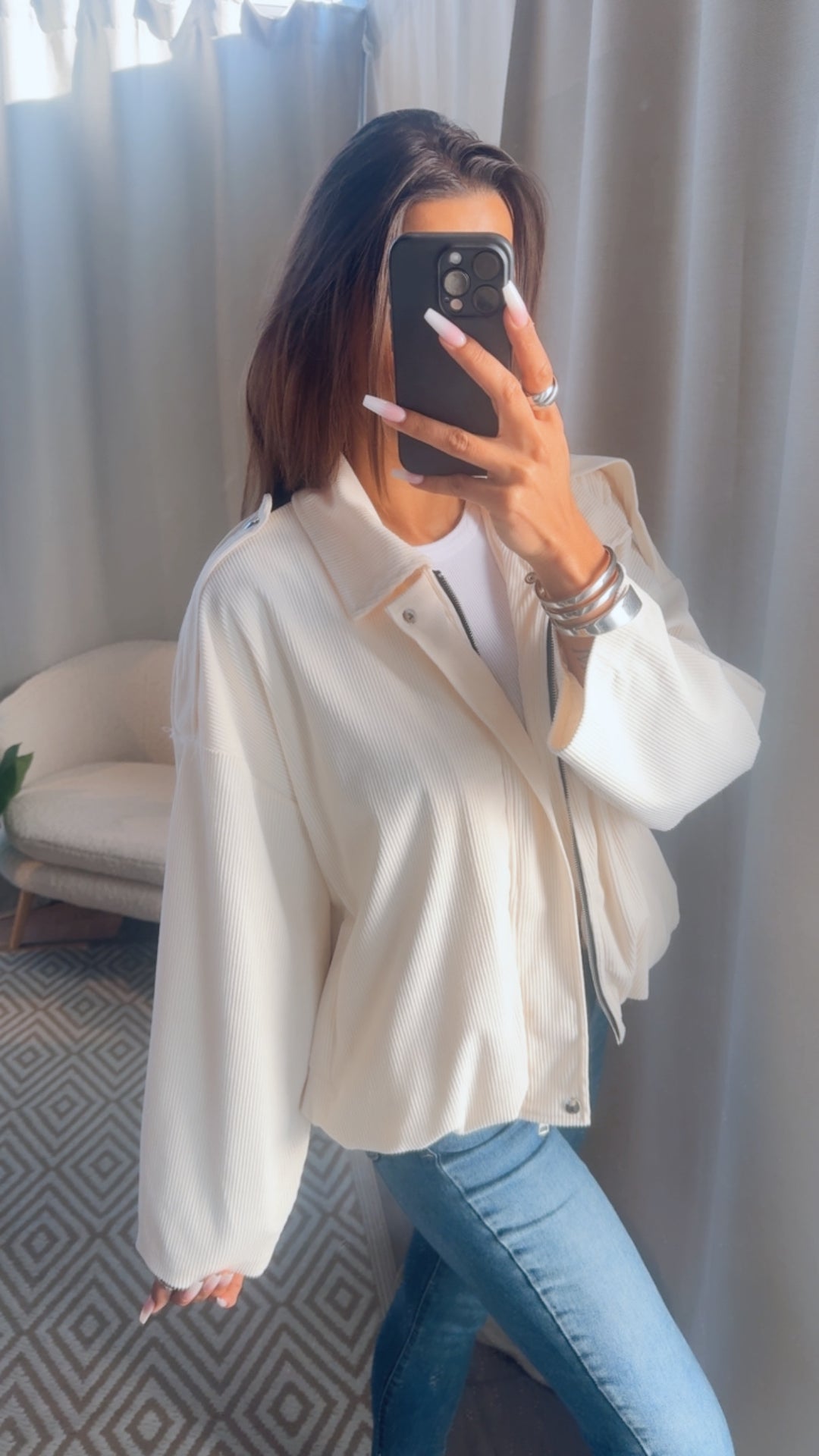 CORD Loose Fit Jacke / creme Art. 14077