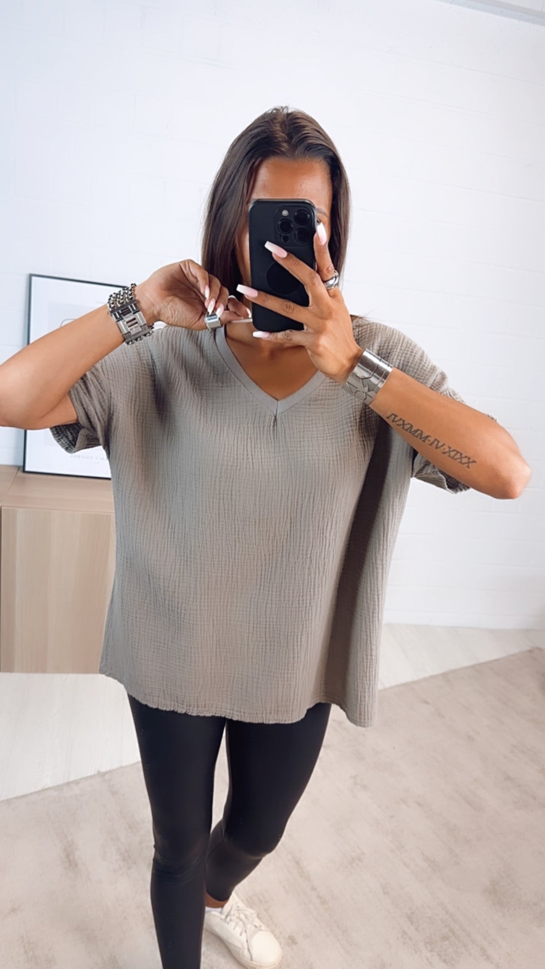Musselin T-shirt, weiter Schnitt / schlamm Art. 6792