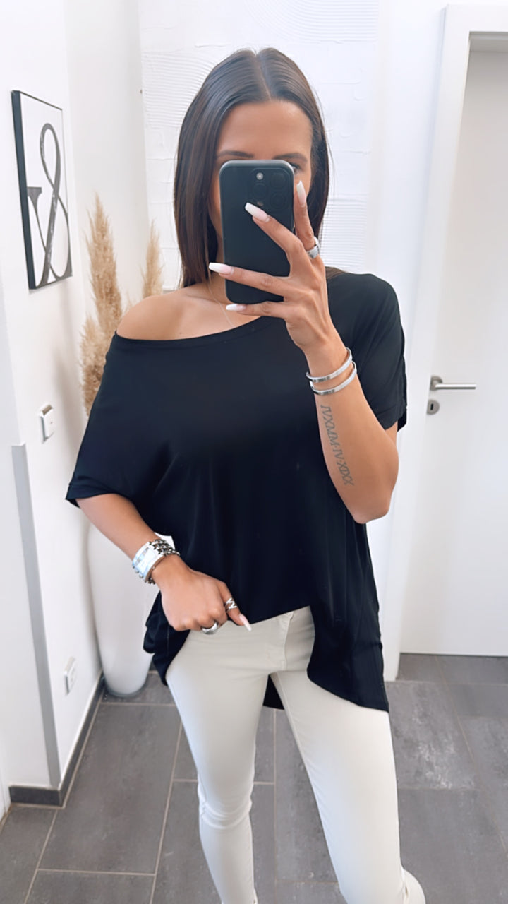 Vokuhila Long Shirt / schwarz Art. 5913