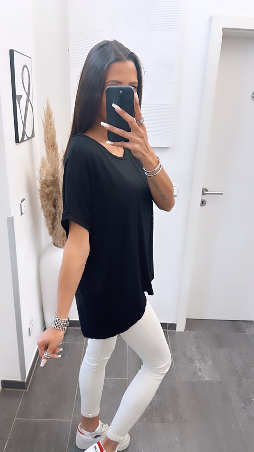 Vokuhila Long Shirt / schwarz Art. 5913
