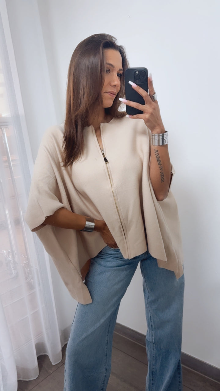 ärmelloser Cardigan mit Reißverschluss / beige Art. 14277