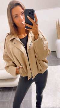 TREND Loose Fit Jacke in Velours Optik, Leo Akzente / beige Art. 12593