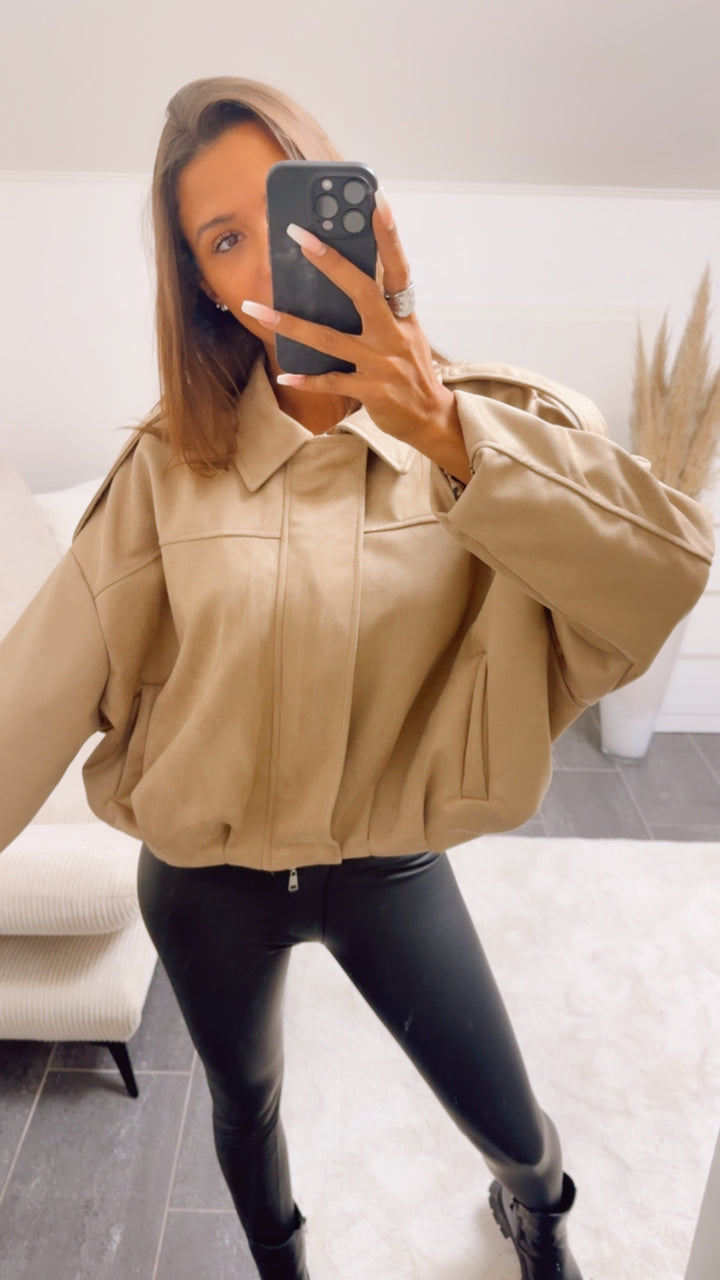 TREND Loose Fit Jacke in Velours Optik, Leo Akzente / beige Art. 12593