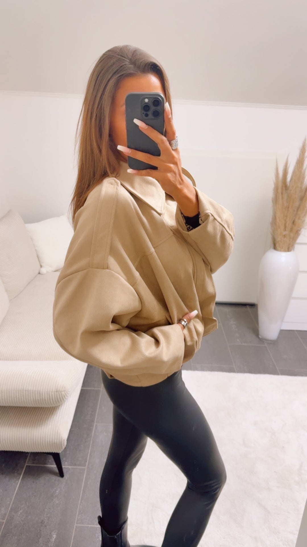 TREND Loose Fit Jacke in Velours Optik, Leo Akzente / beige Art. 12593