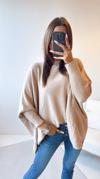 ultra weicher Pullover mit Fledermausärmeln / beige Art. 6862