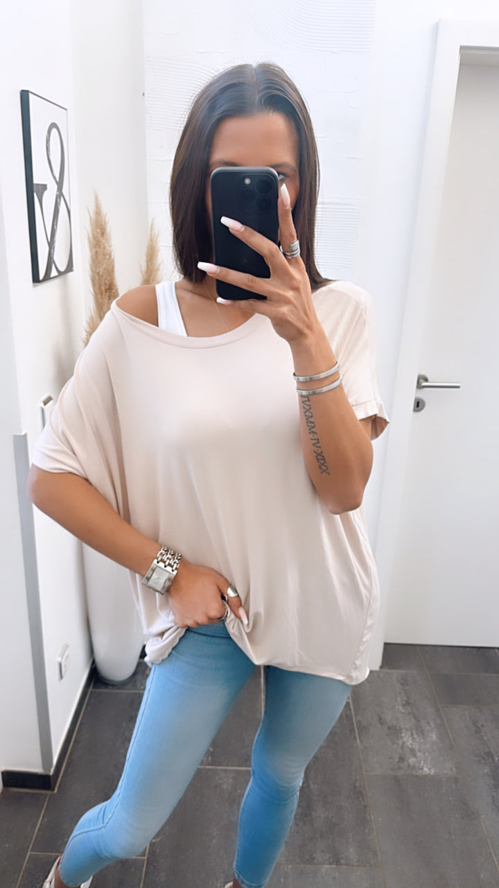Vokuhila Long T-Shirt / beige Art. 5915