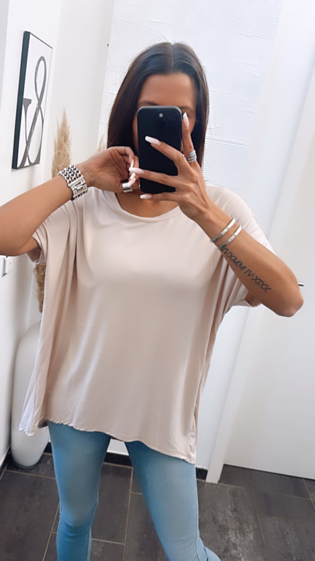 Vokuhila Long T-Shirt / beige Art. 5915