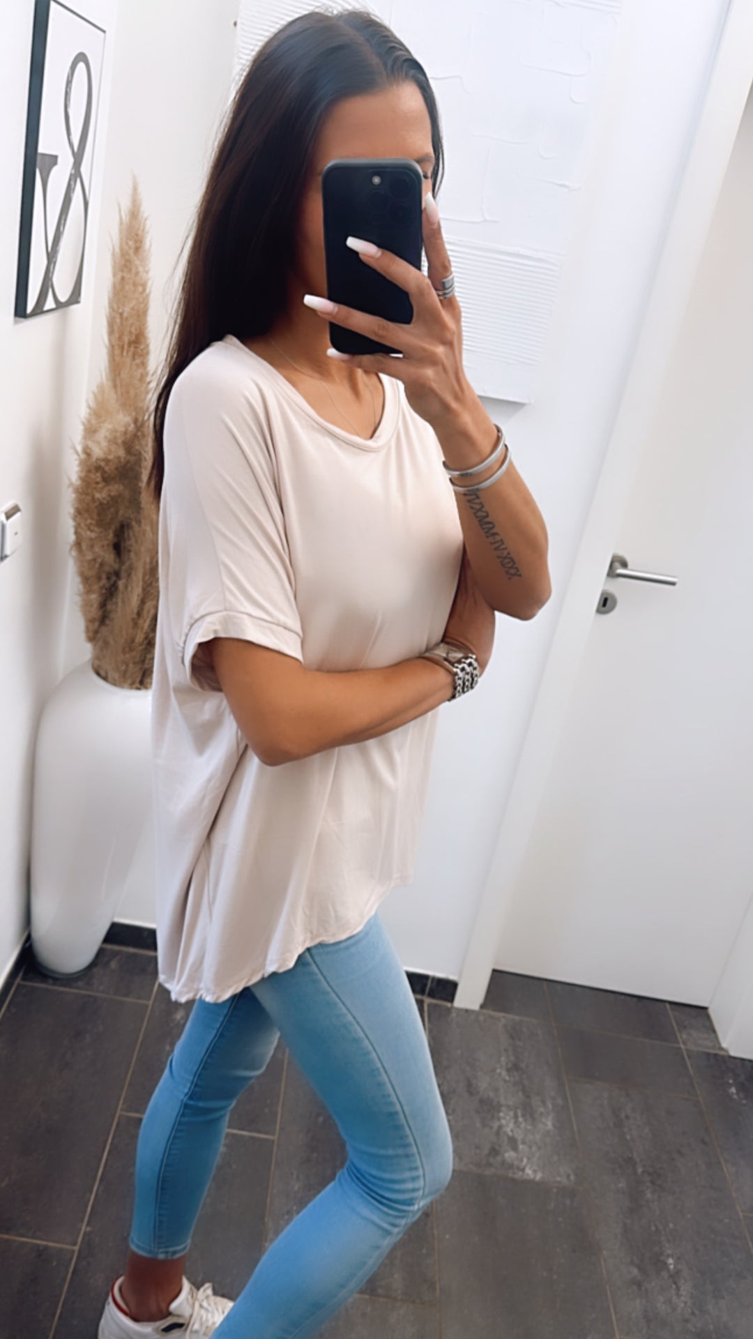 Vokuhila Long T-Shirt / beige Art. 5915