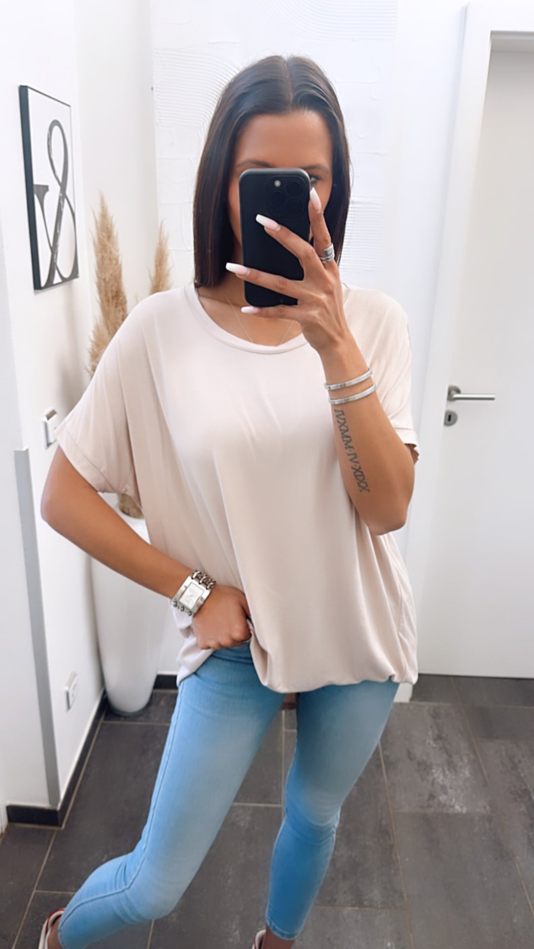 Vokuhila Long T-Shirt / beige Art. 5915