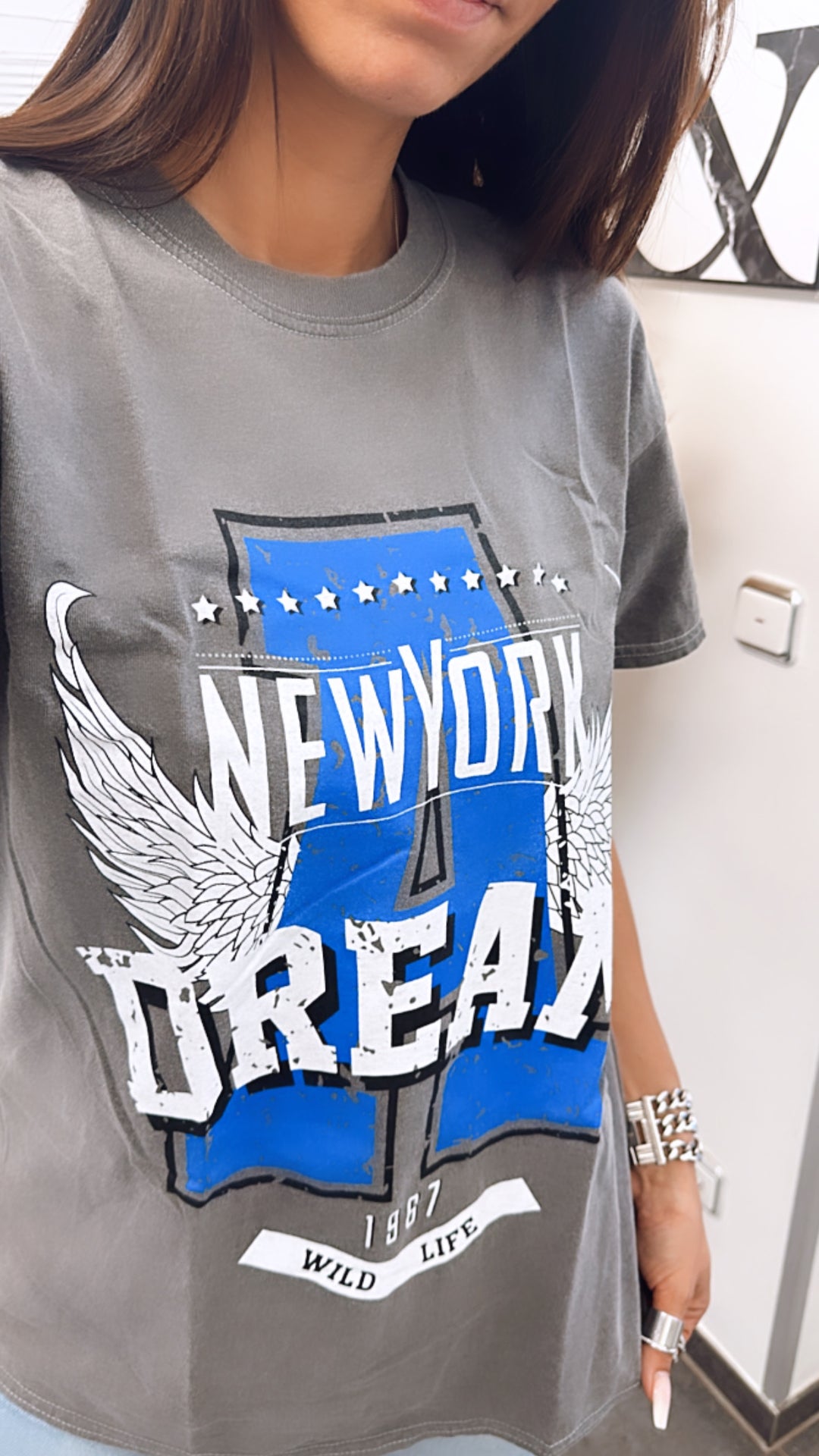 T-shirt "New York Dream" / grau verwaschen Art. 5986 / 5987