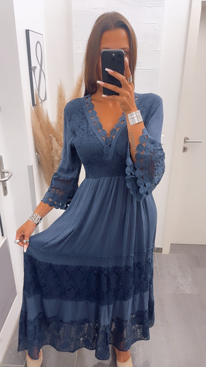 Maxi Boho - Style Kleid / dunkel blau Art. 7233