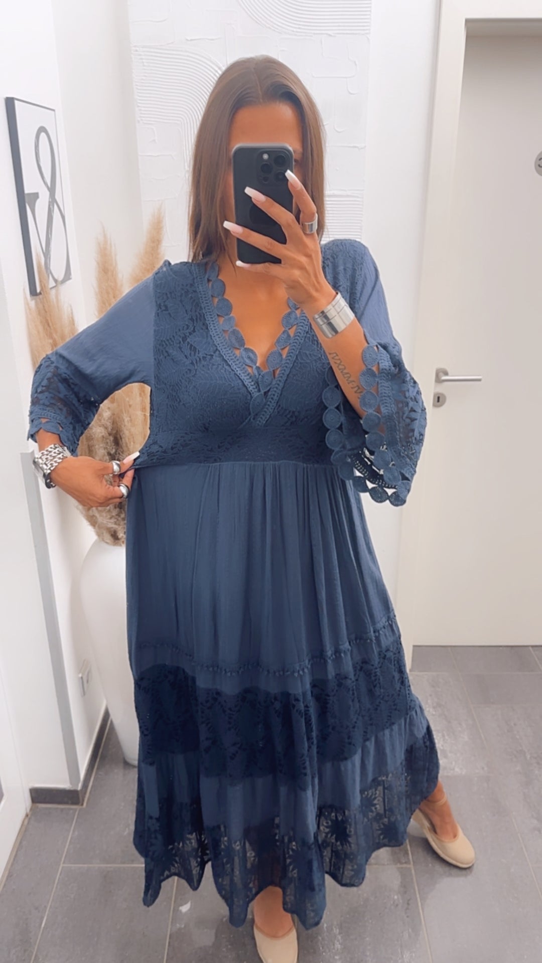 Maxi Boho - Style Kleid / dunkel blau Art. 7233