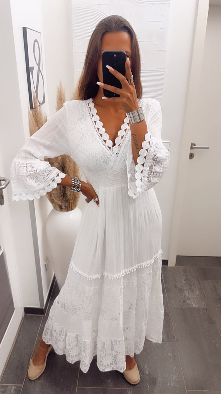 Maxi Boho - Style Kleid / weiss Art. 7202