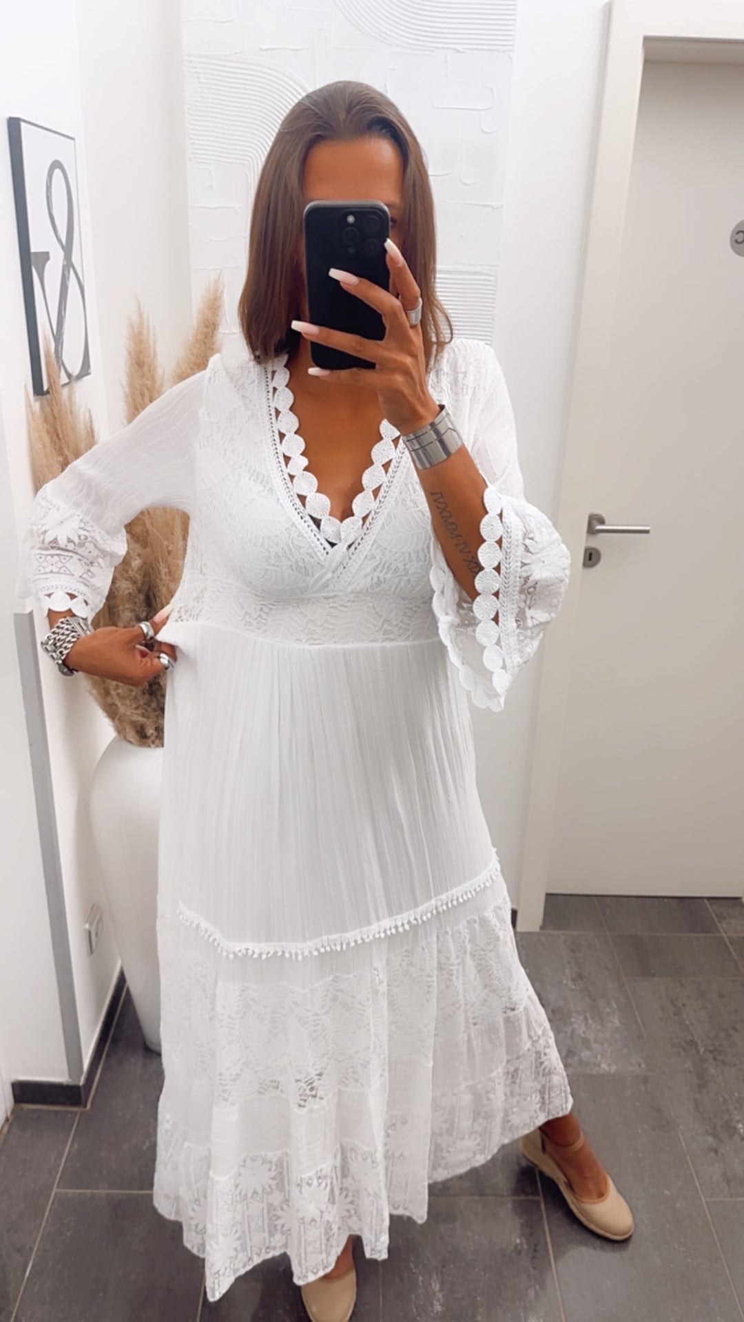 Maxi Boho - Style Kleid / weiss Art. 7202