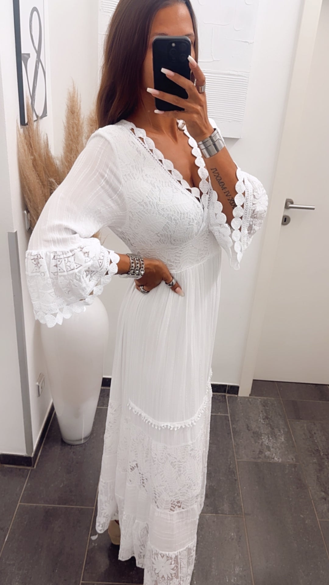 Maxi Boho - Style Kleid / weiss Art. 7202