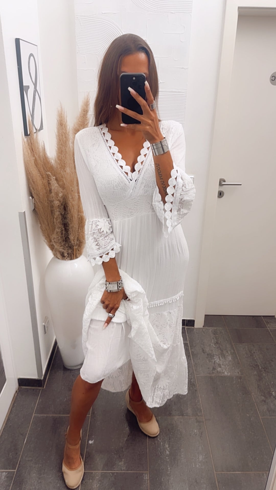 Maxi Boho - Style Kleid / weiss Art. 7202