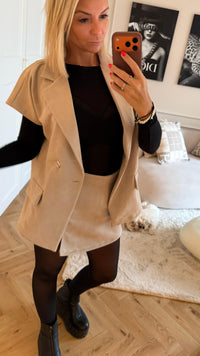 Westen Oberteil Velours Optik / beige Art. 12622