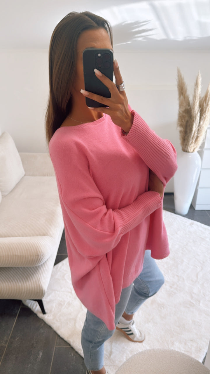 ultra weicher Pullover mit Fledermausärmeln / pink Art. 9726