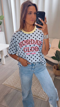 PUNKTE Shirt " Sunday Club " / hell blau - schwarz - soft gelb Art. 15843