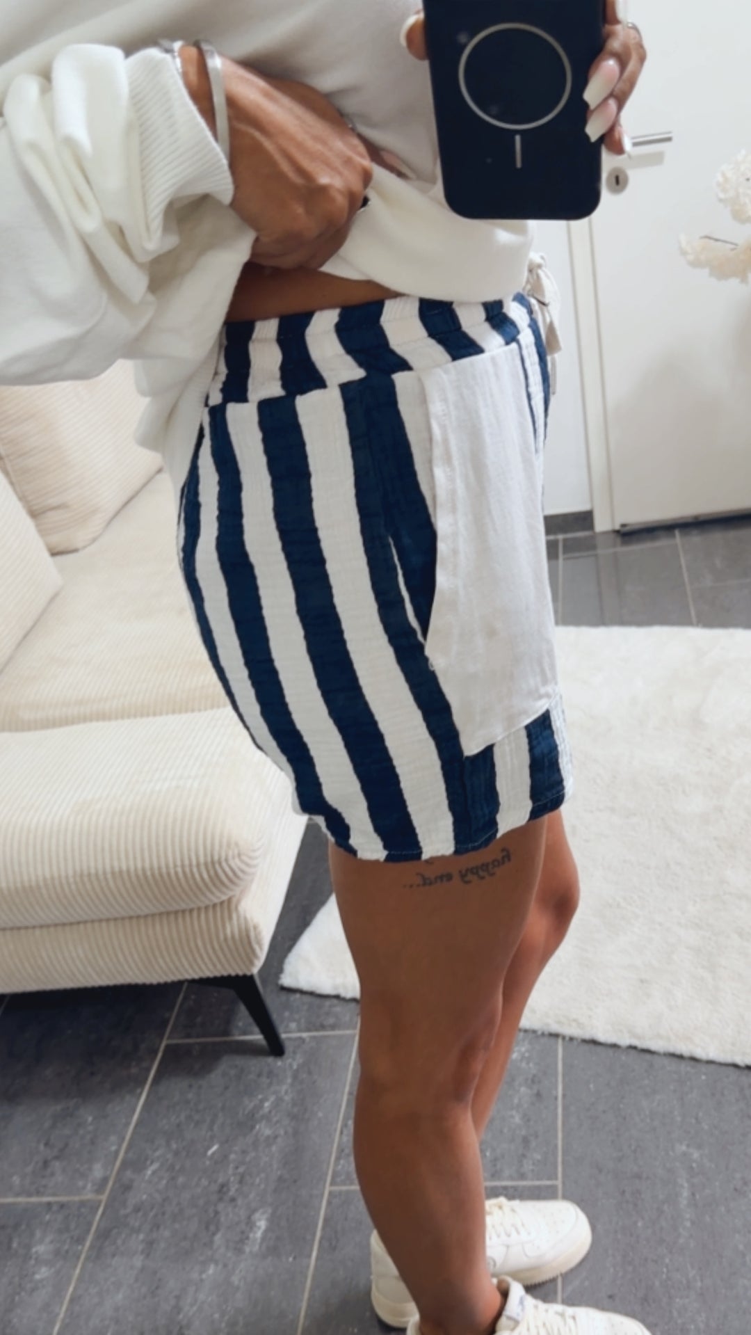 STREIFEN Musselin Shorts / marine blau - weiss Art. 15783
