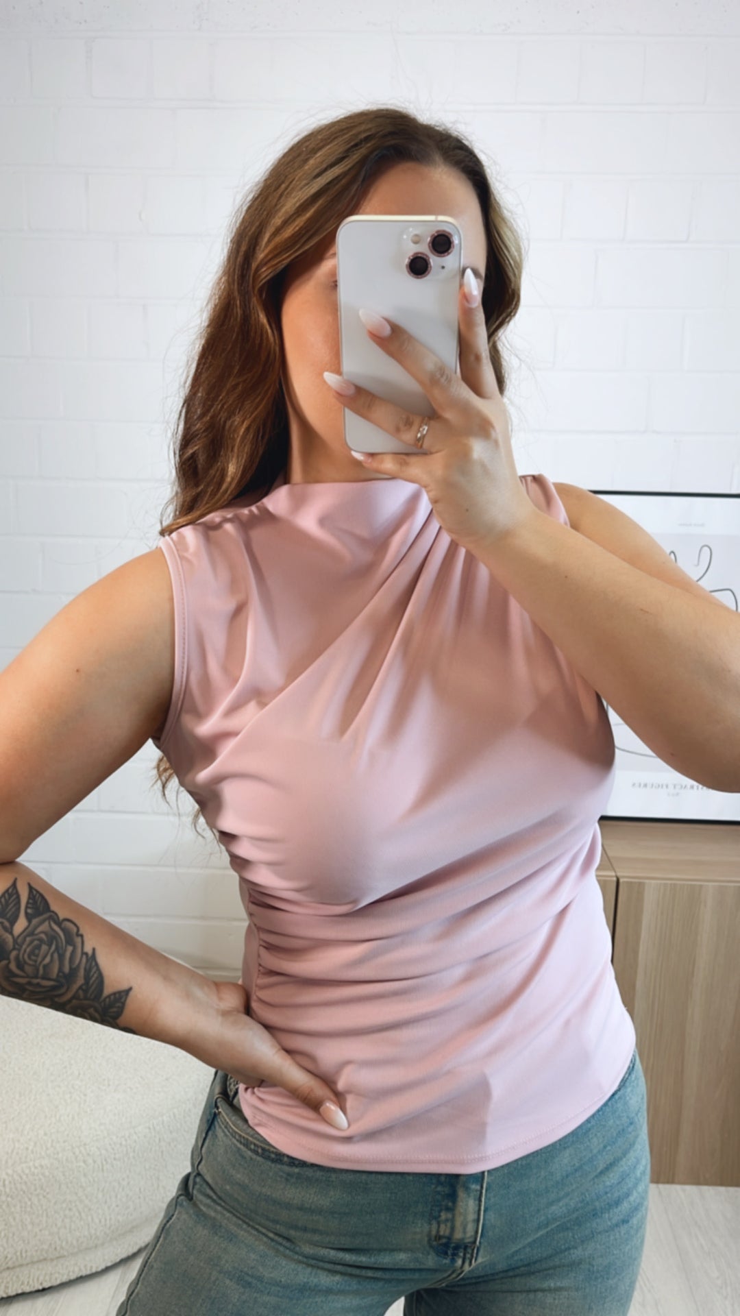 hochgeschnittenes, lockeres Top / rosa Art. 9486