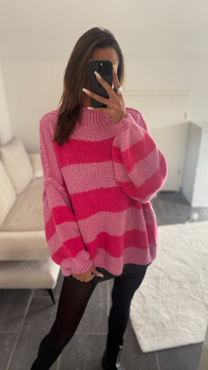 STREIFEN Ultra Oversize Kuschel - Pullover / soft pink - pink Art. 12665