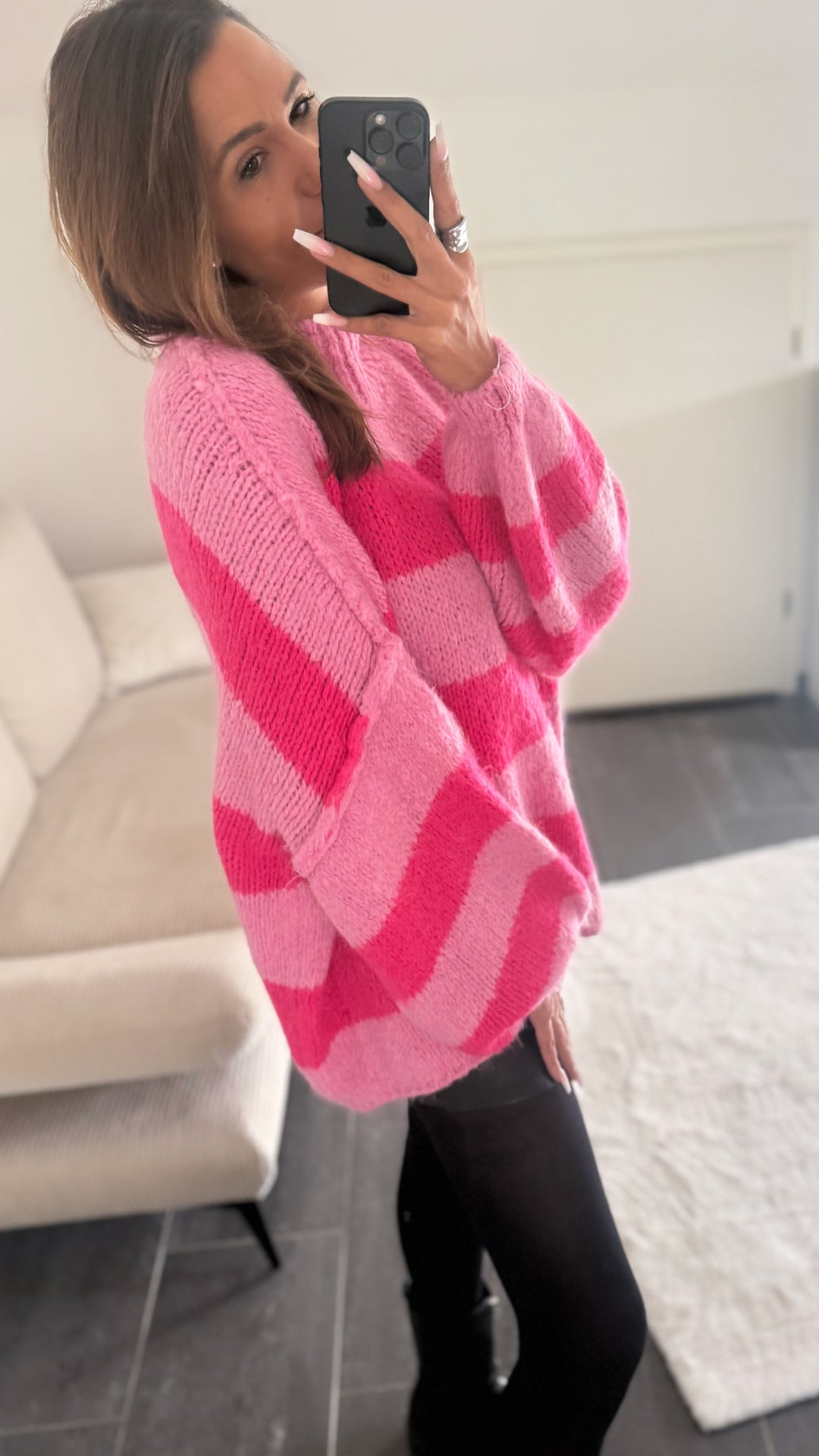 STREIFEN Ultra Oversize Kuschel - Pullover / soft pink - pink Art. 12665