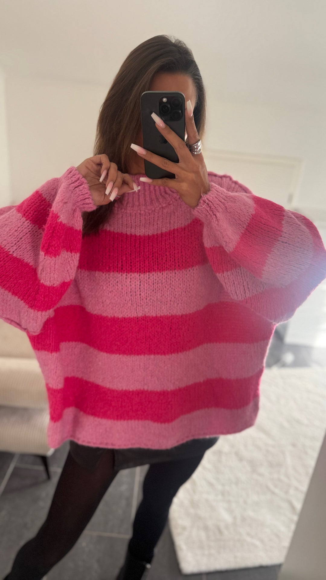 STREIFEN Ultra Oversize Kuschel - Pullover / soft pink - pink Art. 12665
