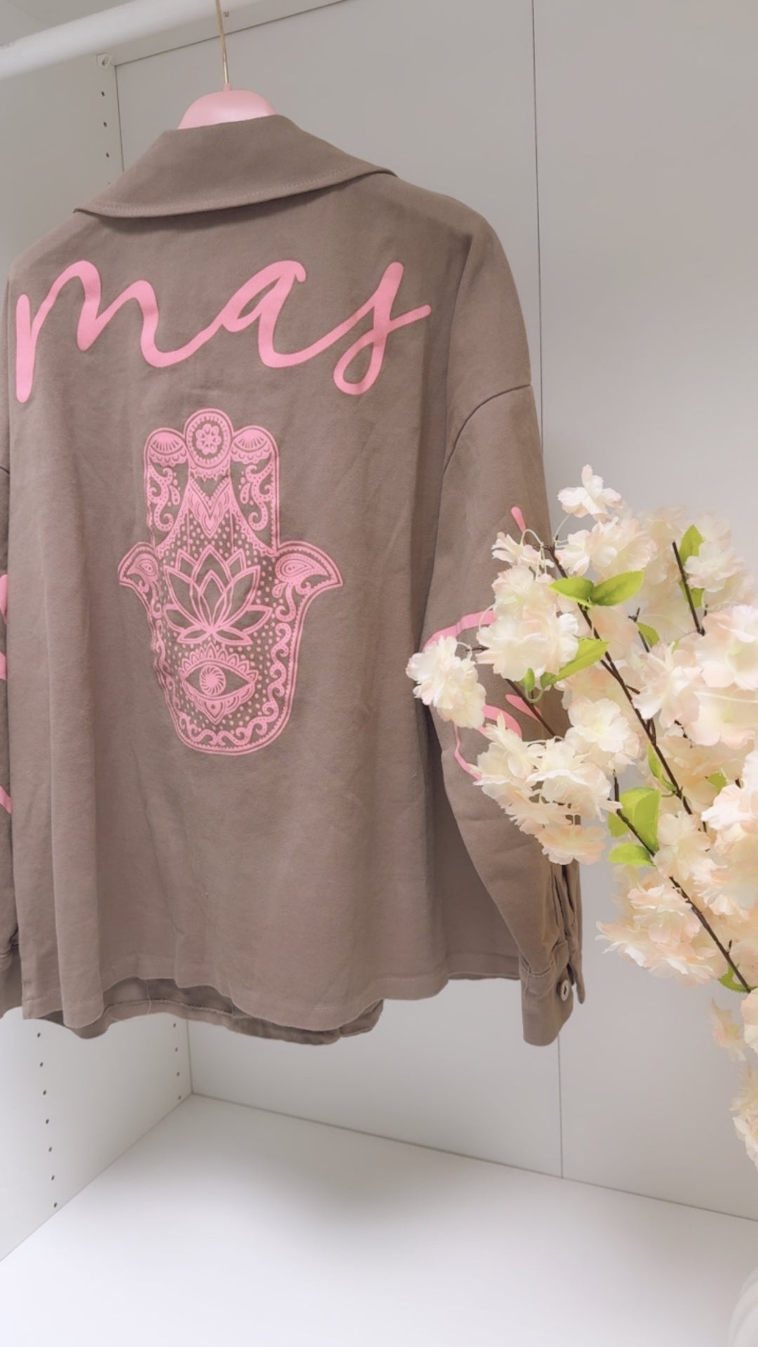 Jeans Hemd Jacke " Namaste " / taupe - rosa Art. 12670