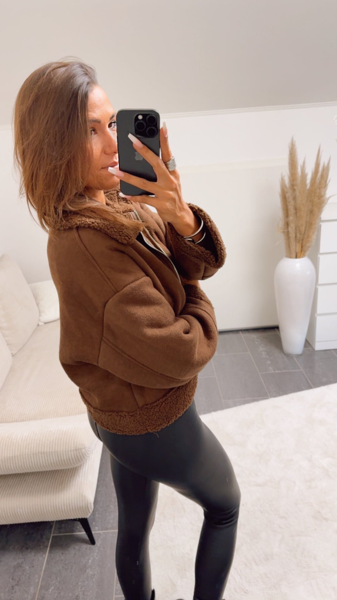 Jacke mit Teddy Akzenten / schoko braun Art. 12682