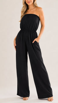 langer, trägerloser Jumpsuit / schwarz Art. 15891