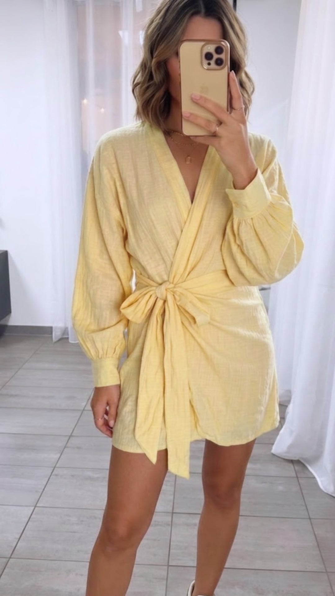 Lyocell Wickel Kleid / soft gelb Art. 15510