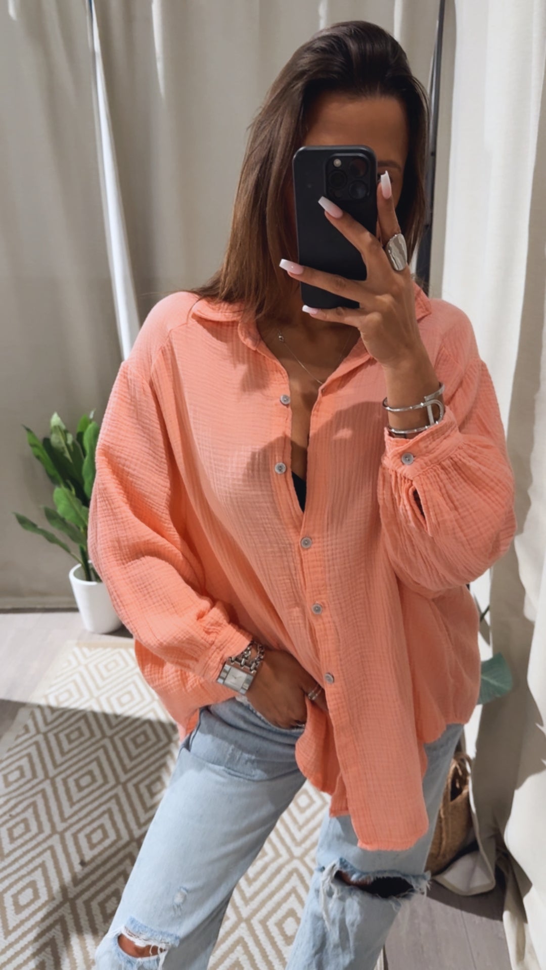 GOOD VIBES Musselin Bluse / soft peach Art. 14482