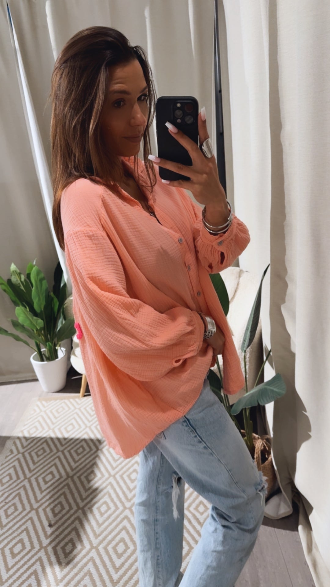GOOD VIBES Musselin Bluse / soft peach Art. 14482