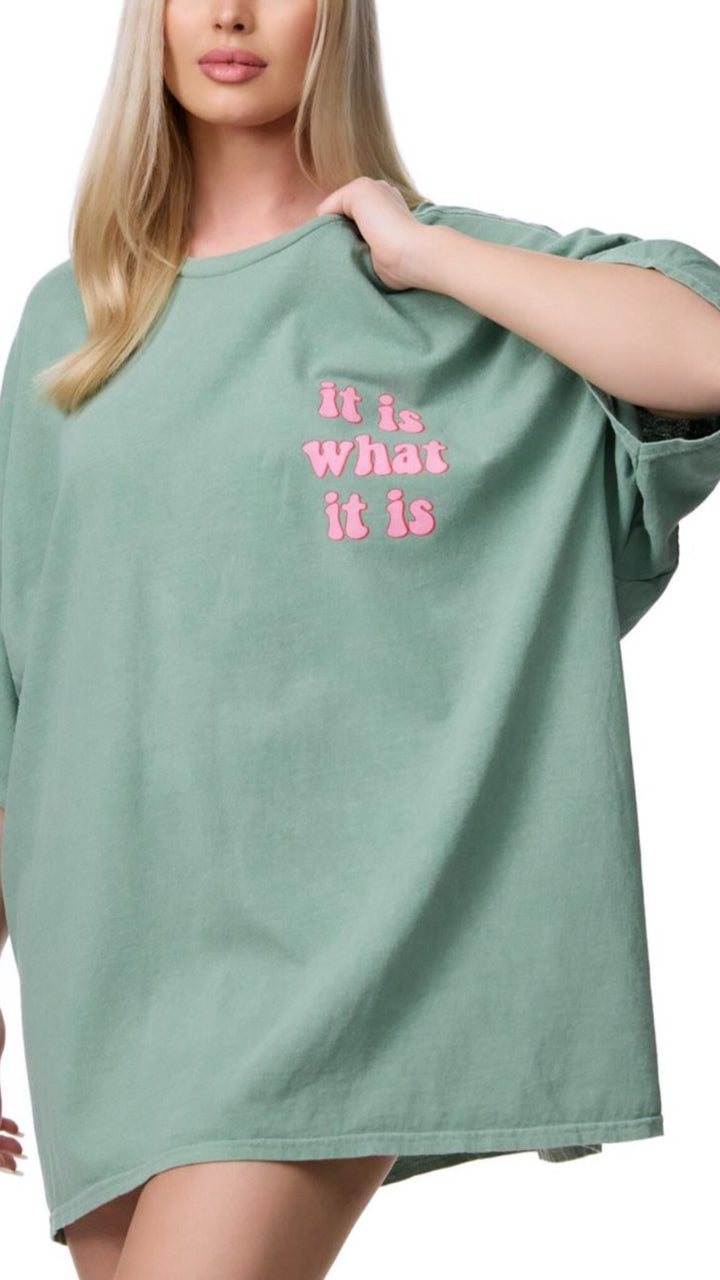 long T-shirt / Kleid " what it is " / soft salbei Art. 9779