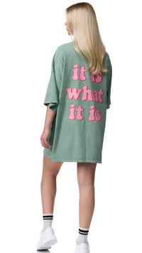 long T-shirt / Kleid " what it is " / soft salbei Art. 9779