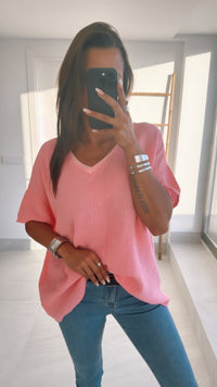 Musselin T-shirt, weiter Schnitt / soft pink Art. 9014