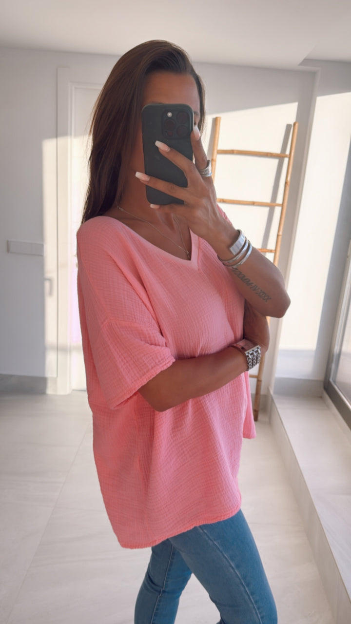 Musselin T-shirt, weiter Schnitt / soft pink Art. 9014