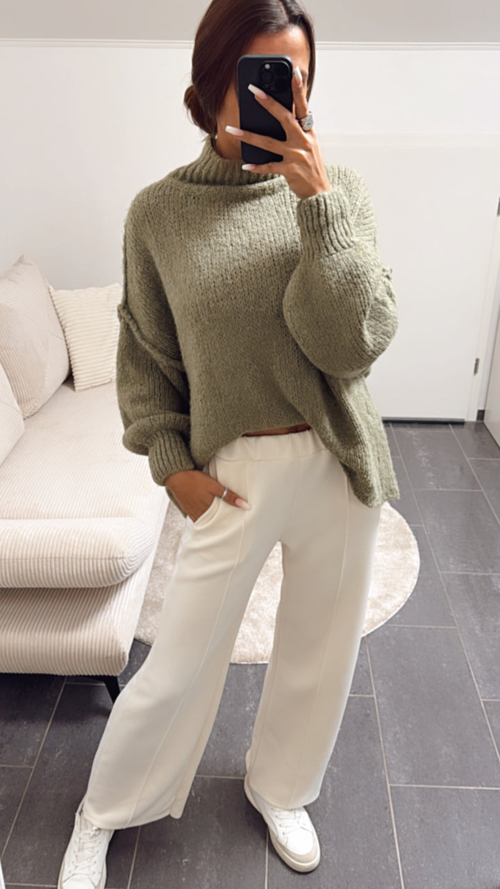 legere, weite Hose mit elastischem Bund / creme - weiss Art. 8462