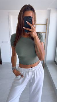 Crop T-shirt / khaki Art. 9760