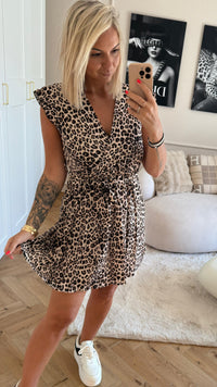 Leo Kleid mit kurzen Armen / beige - braun - schwarz Art. 6168